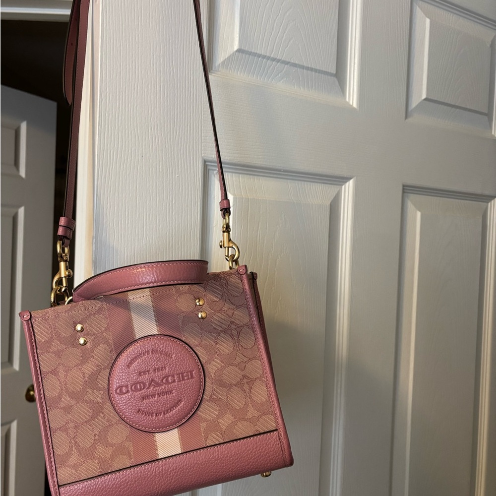 Coach Pink Crossbody Bag with Gold Accents